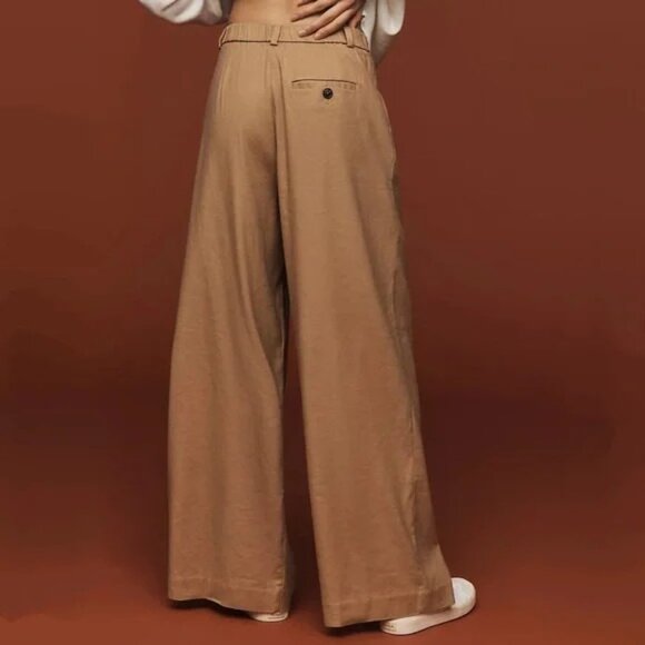 Anthropologie The Avery Pleated Wide-Leg Trousers MEDIUM Maeve Linen Edition - Picture 3 of 15